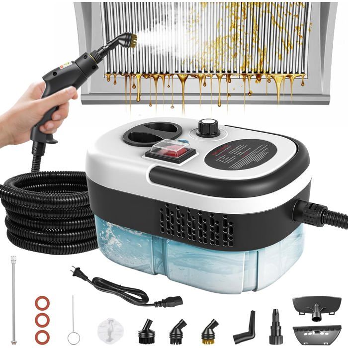 Nettoyeur vapeur pour la maison et la voiture nettoyeur vapeur à 3 niveaux de puissance réglable 2500 W grand réservoir de 12 L - Alfoyu