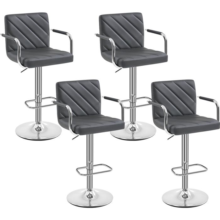 Yaheetech Lot de 4 Tabourets de Bar Pivotants Réglables en Hauteur Chaises de Bar en Similicuir Pied en Métal Gris Foncé Yaheetech Lot de 4 Tabourets de Bar Pivotants Réglables en Hauteur Chaises de Bar en Similicuir Pied en Métal Gris Foncé