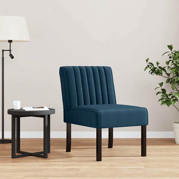 Bleu Fauteuil simple Magnifique Fauteuil sans accoudoirs bleu velours 48x64x72cm CL4489744