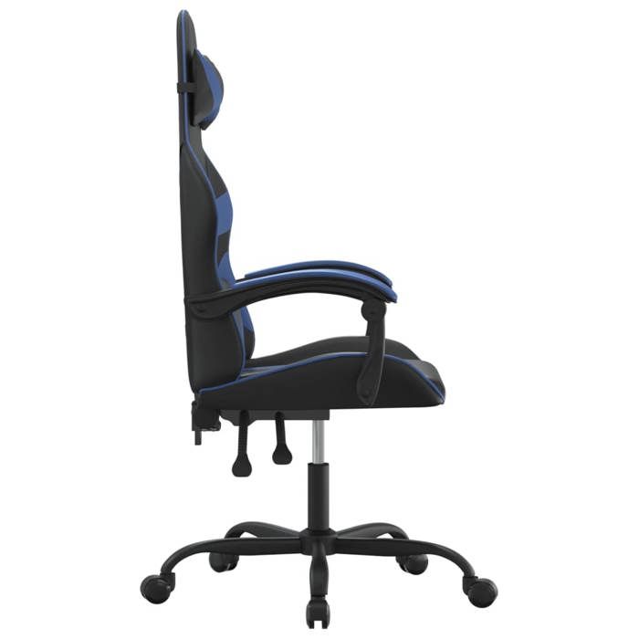 Chaise Gaming - Bleu - Chaise de jeu pivotante - Ergonomique - Noir et bleu Similicuir 57.5x59.5x(121-131) cm F605