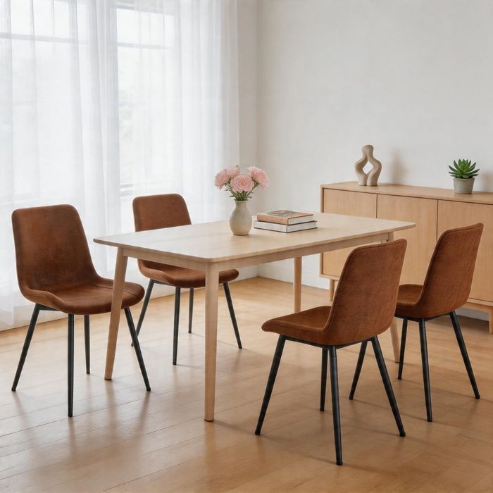 Chaise de salle à manger - Lot de 4 - Tissu technique respirant - Dossier ergonomique - Pieds métal antidérapants