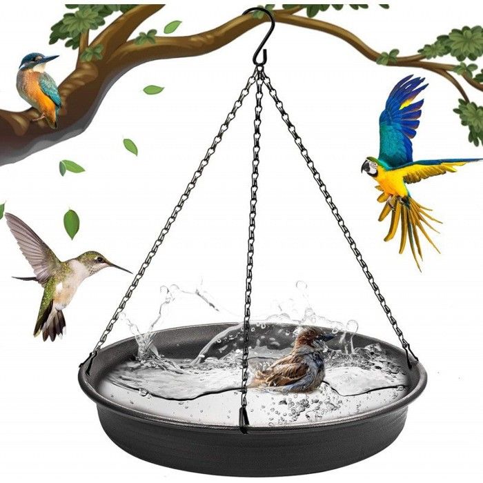 Mangeoire suspendue pour oiseaux (grise 30 cm de diamètre) mangeoire suspendue mangeoire de jardin mangeoire pour fa