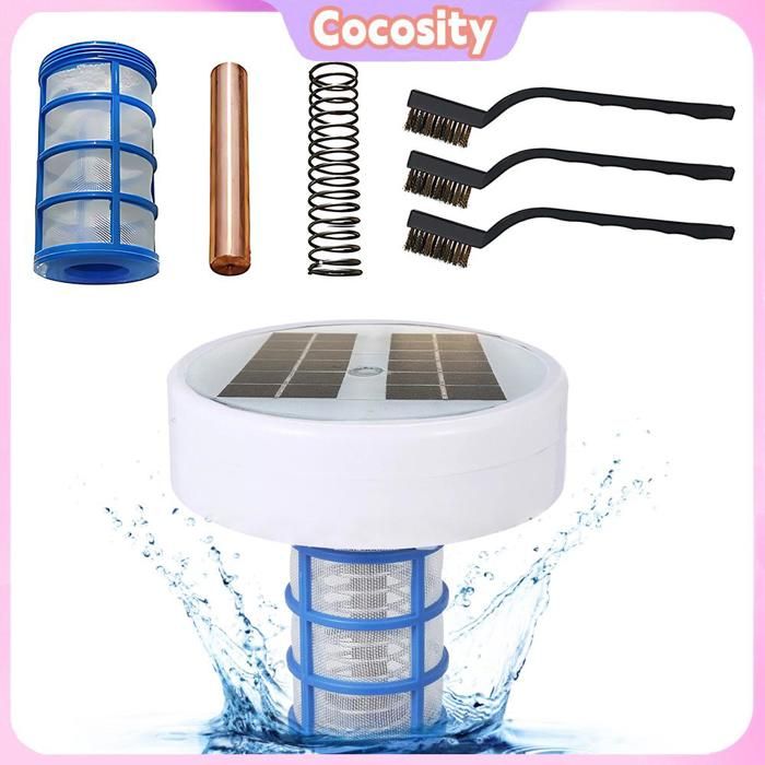 Ioniseur de piscine solaire nettoyeur de piscine en cuivre pour piscines creusées hors sol réduit de 80% avec 3 brosses sans