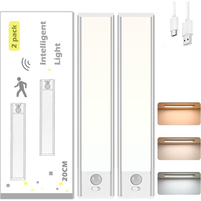 Lampe LED Sous-Meuble de Cuisine Lampe de Placard Sans Fil Rechargeable de 20 cm Éclairage de Placard VEILLEUSE HORS PUERICULTURE