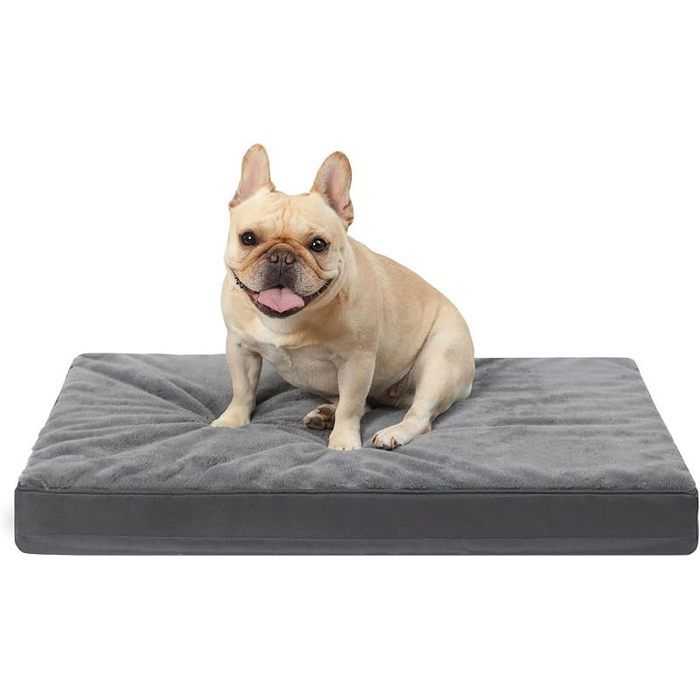 Panier Coussin Chien Moyen Taille 75 x 47 cm Tapis Chien Dehoussable Orthopédique Lit Matelas Réversible et LavableGris Foncé