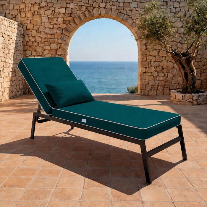 Matelas Transat Premium 190x60 Vert Émeraude - Épais 10cm & Têtière (Déhoussable) Matelas Transat Premium 190x60 Vert Émeraude - Épais 10cm & Têtière (Déhoussable)