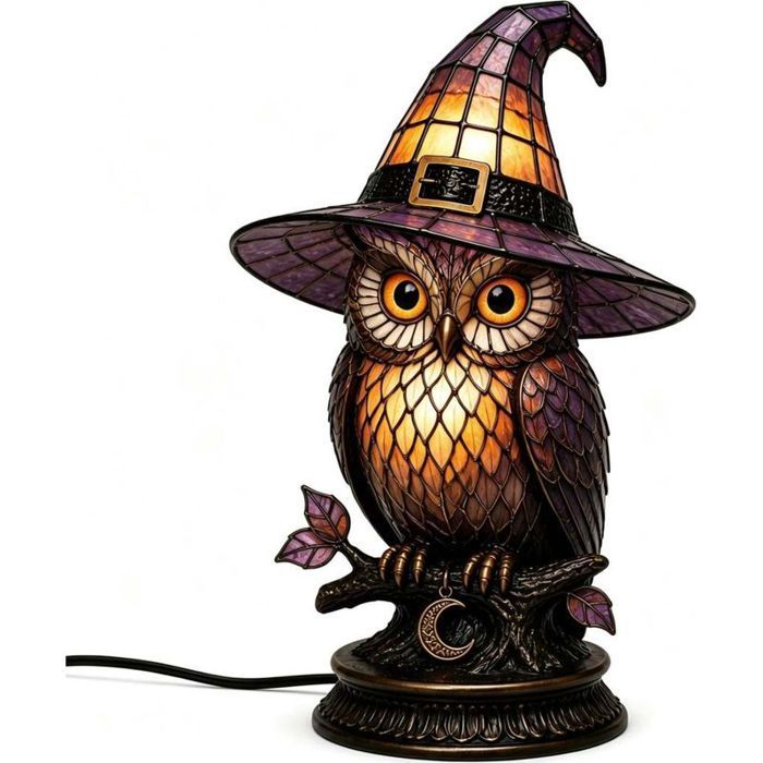 Lampe de table gothique - Abat jour en acrylique Éclairage LED USB - Décoration Halloween - Noire