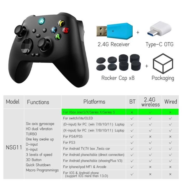 Manette sans Fil pour Xbox One / Xbox Series X/S / Xbox One S/ Xbox One X /  Windows PC - Cdiscount Informatique