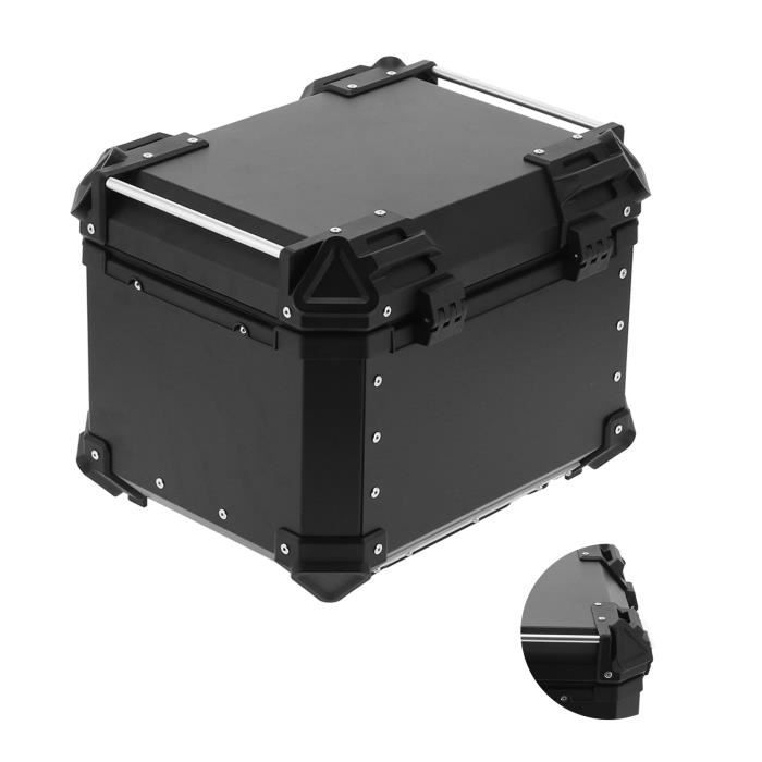 Akozon Porte-coffre Universal Black 45L Moto Adventure Aluminium Top Case Tail Box Bagage