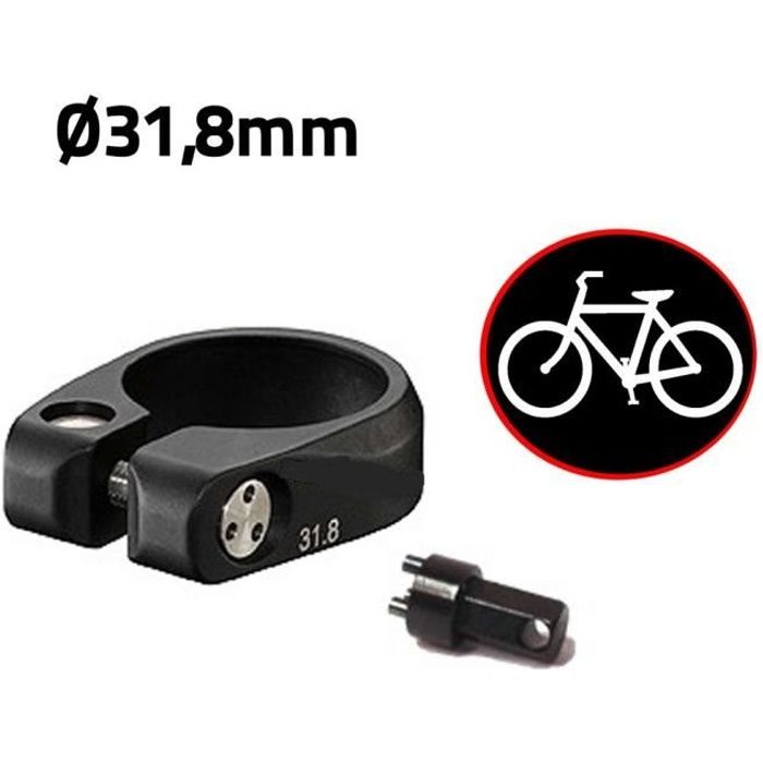 Antivol vélo pour selle de vélo - ANTI-VANDALE - Diamètre 31,8mm - Collier de selle antivol indémontable