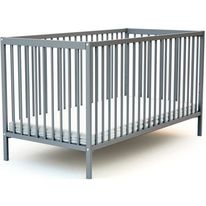 At4 Lit 70x140 Fixes A Barreaux Gris Cdiscount Puericulture Eveil Bebe