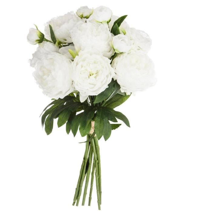 Atmosphera - Bouquet de 13 pivoines blanches H50 H, 50 cm Blanc - Cdiscount  Maison