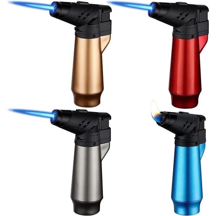 Briquet Tempête Rechargeable à Gaz - Jet Flamme Adjustable, Fenêtre De Niveau Visible | Pour Barbecue, Cheminée, Four
