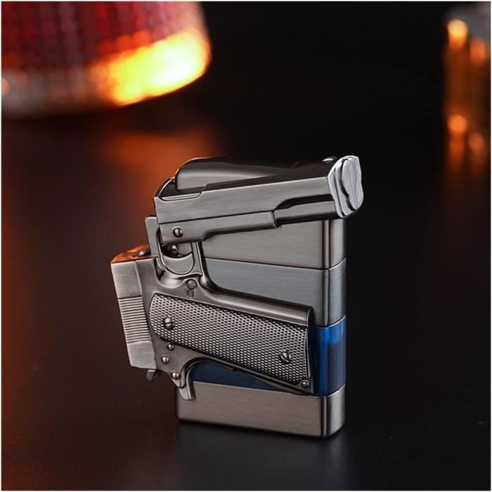 Briquet au butane en forme d'allumette, présente une conception à flamme nue, est rechargeable, a une fonction lumineuse et une fenêtre de carburant transparente(Pack de deux)(C