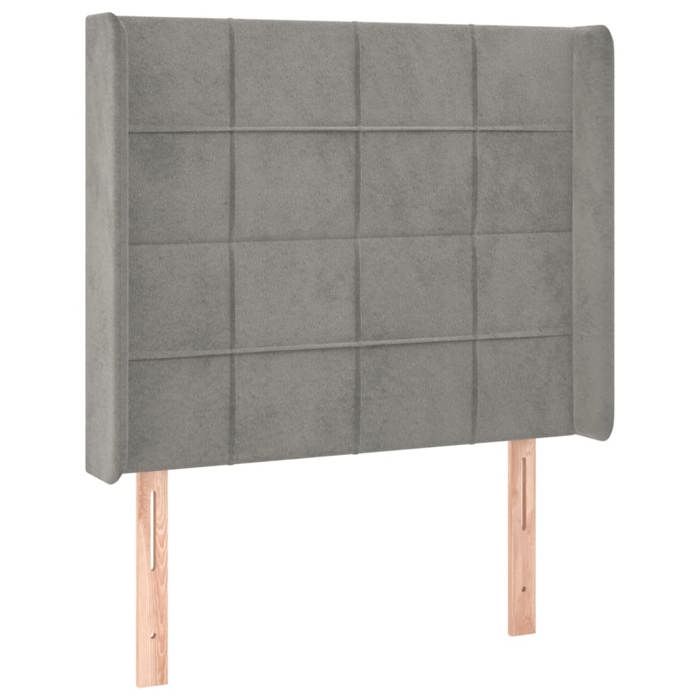 Tête de lit avec ailes, cuir synthétique gris, 103x16x118/128cm | Leroy