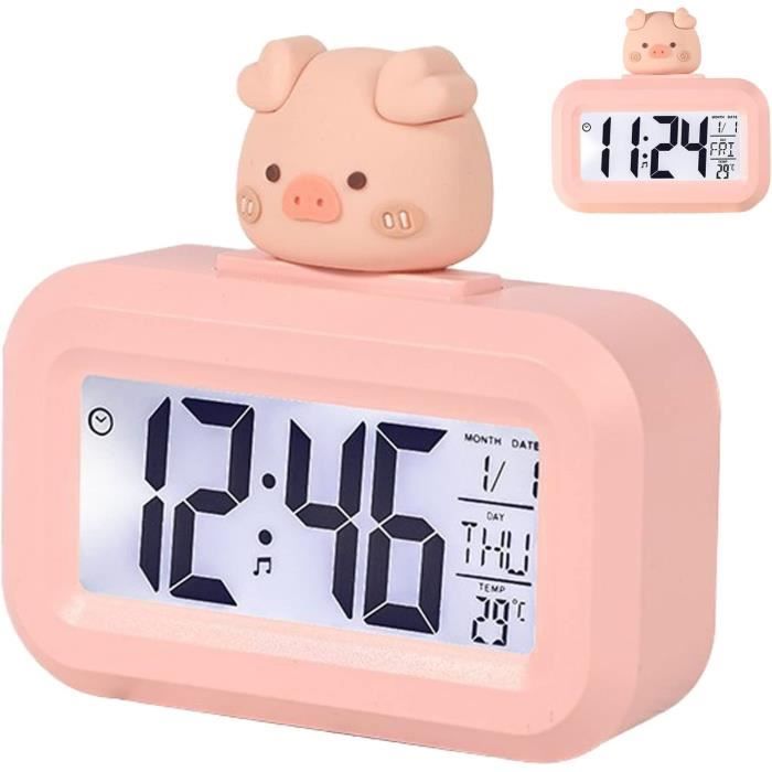 Horloge Électronique Mignonne à LED - Affichage Heure, Date, Température - Design Mouton Blanc - Pour Chambre Enfant