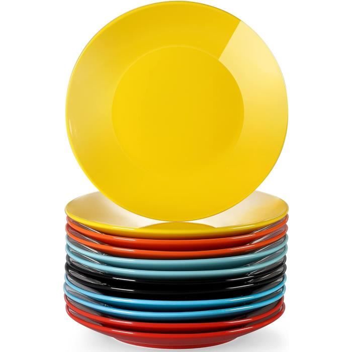 vicrays Assiette Plate à Dîner,4 Pièces, Grande Assiette en Céramique,26,7 cm,passent au micro