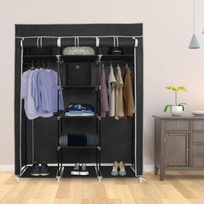 Armoire De Rangement Portable En Tissu – 5 étagères, 155 X 40 X 28 Cm – Pour Chambre, Dressing, Voyage