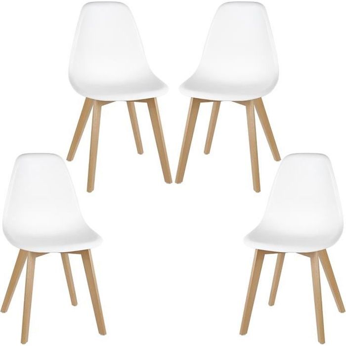 SACHA Lot de 4 chaises blanche