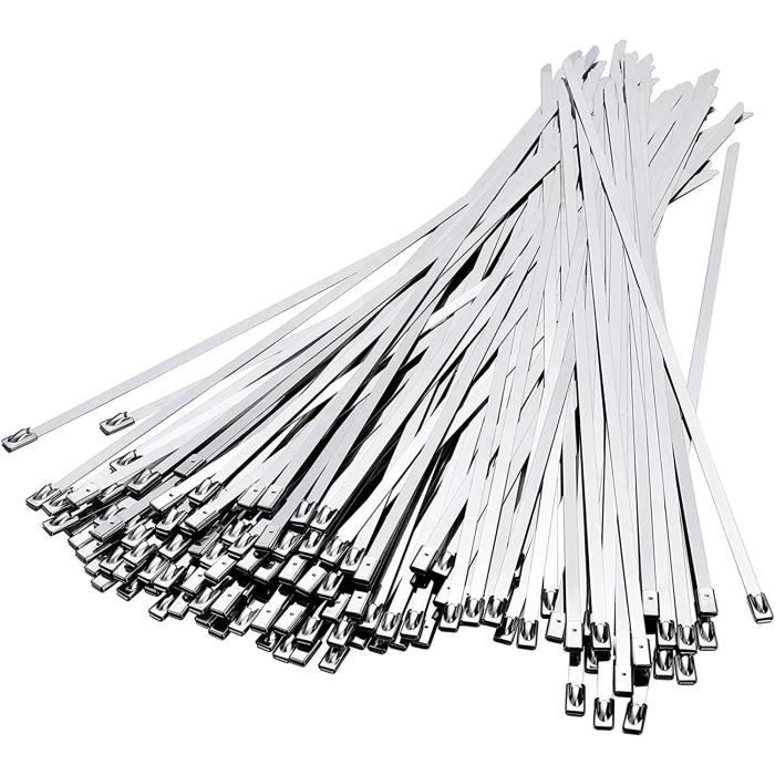 100 Pièces Collier De Serrage Inox 600mm X 4,6mm - Charge 122kg, Serre-Câbles Métal Extérieur