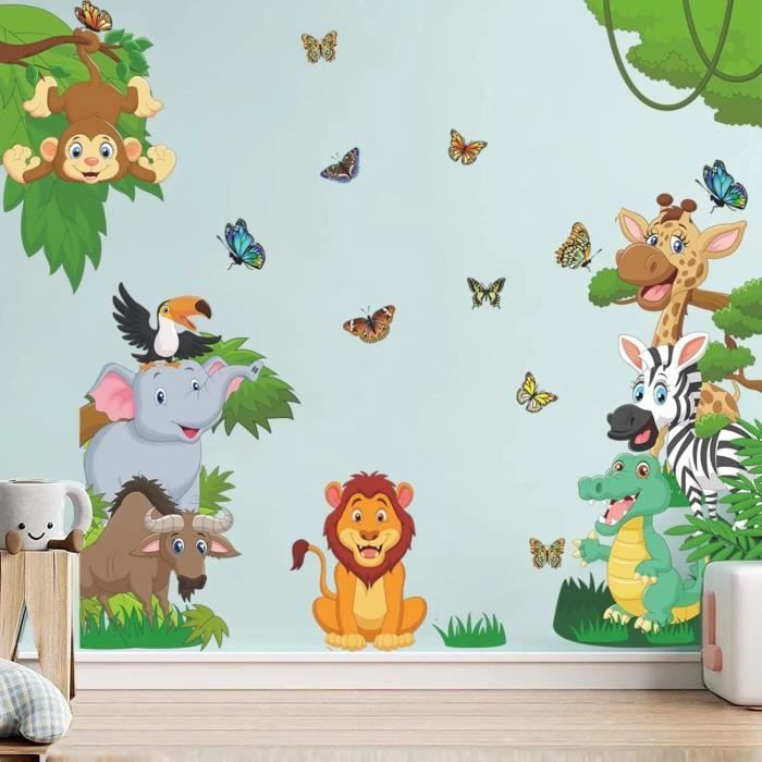Stickers Muraux Animaux De La Jungle Arbre Autocollants Muraux Mural