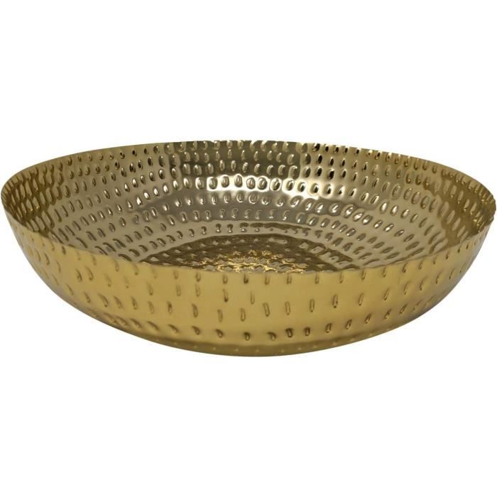 Bol Décoratif Doré Peint à La Main - Diamètre 30,5 Cm, En Verre Sans Plomb, Idéal Centre De Table Ou Corbeille à Fruits - 8