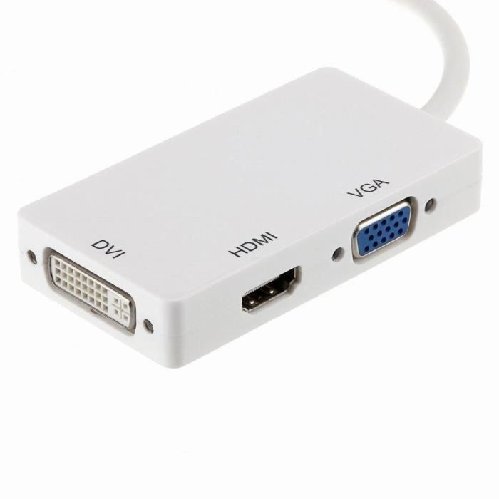 VSHOP ® Adaptateur Thunderbolt-Mini DisplayPort Vers DVI & VGA &HDMI - Adapteur Câble 3 en 1 pour Mac Book, iMac, Mac Book Air, Mac