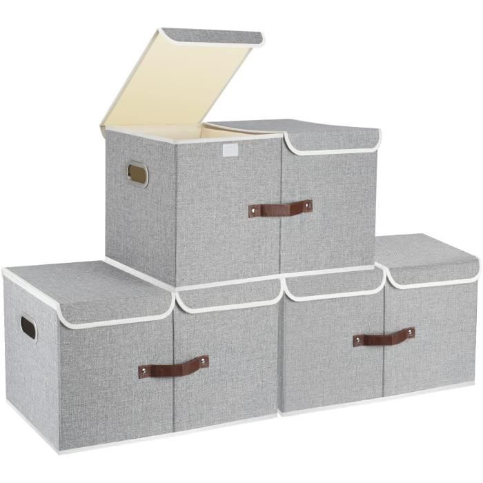 Boîte de Rangement avec Couvercles à Compartiments, Pliable, Lavable, Bac  de rangement en Tissu pour Rangement Dressing, Vêtem[895] - Cdiscount Maison