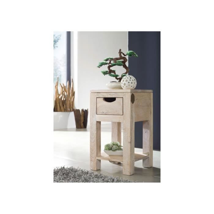 table d'appoint - bois massif d'acacia blanchi - nature white 30
