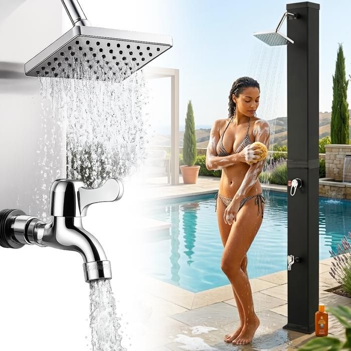 Herrselsam Douche Solaire de Jardin 40 l - avec Capot de Protection