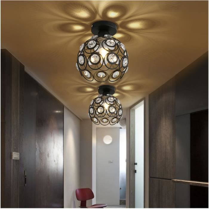 Plafonnier Cristal Stepeak - Or Moderne - Abat-jour Verre K9 - E27 Dimmable