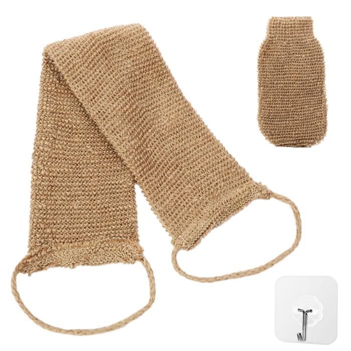 Lot De 3 Gants De Crin Exfoliant - Une Face Sisal, Une Face éponge, 100% Naturel, Taille Large