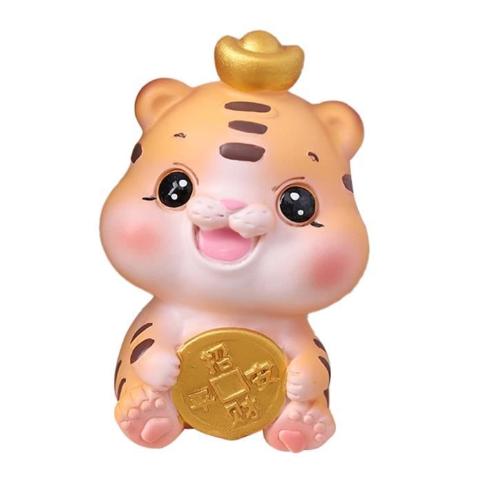 Figurine Tigre Pour Tableau De Bord Voiture - Décor En Carbone Avec Charbon Actif - Purifie L'air, Design Réaliste (environ 16x12 Cm)
