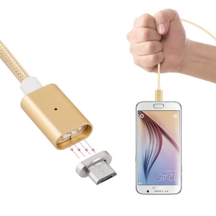 Magnétique Câble Rapide Charge, Magnétique Nylon Tressé Câble USB pour Android, Samsung Galaxy S7 S7 edge, HTC, Nokia, Huawei, Sony
