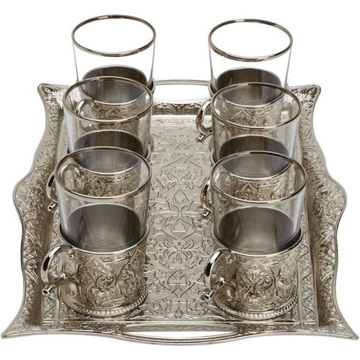 Set de 12 verres pour thé marocain Argentée