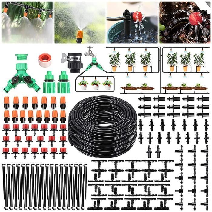 Kit Irrigation Goutte à Goutte 269 Pièces – 40 M + 8 M, Arrosage Automatique DIY Pour Jardin, Potager, Serre, Pelouse & Plantes