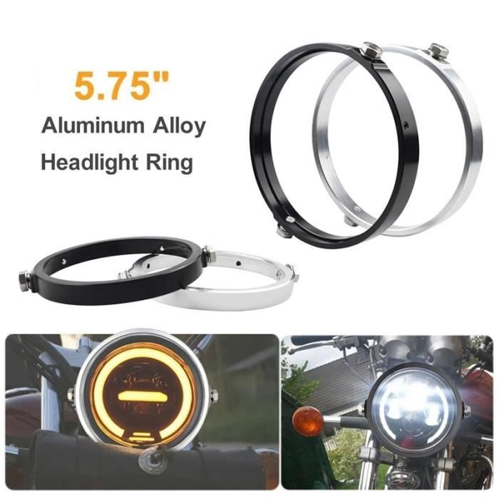 Autokun Boîtier de phare universel de 17,8 cm pour moto - Seau de phare LED de 17,8 cm avec supports de montage pour tube de fourche de 28 à 42 mm (chromé
