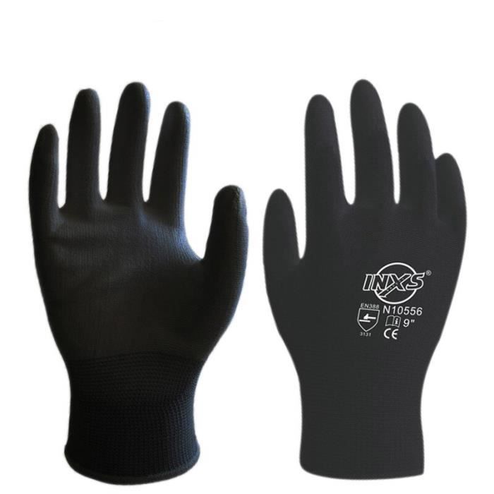 Lot De 12 Paires Gants De Travail Revêtement PU XL Noir - Ogrifox Protection Et Dextérité