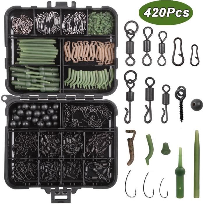 Pêche,Boîte de matériel de pêche à la carpe,kit d'accessoire comprenant  hameçons pivotants,manchons anti - Type 420Pcs-Box - Cdiscount Sport