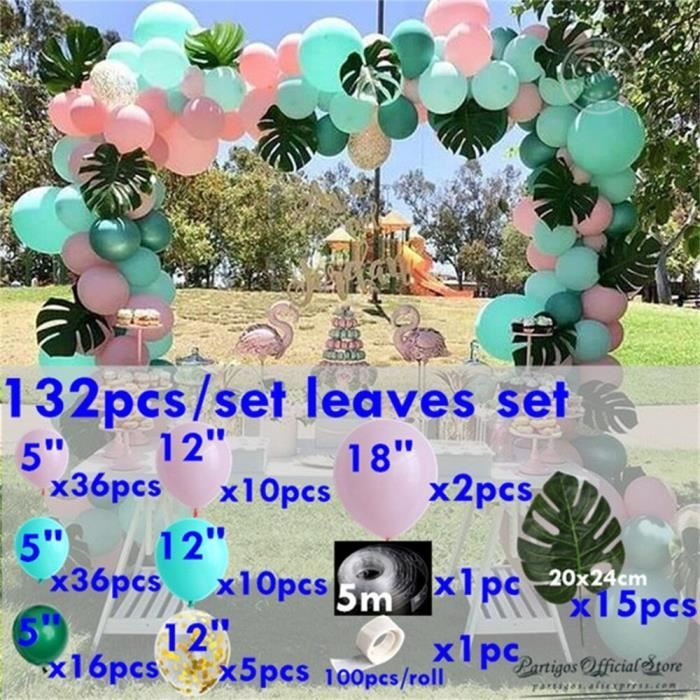 Ensemble Feuille Kit De Guirlande De Ballons D Ete Tropical Hawaien Fournitures De Fete D Anniversaire Ave Cdiscount Maison