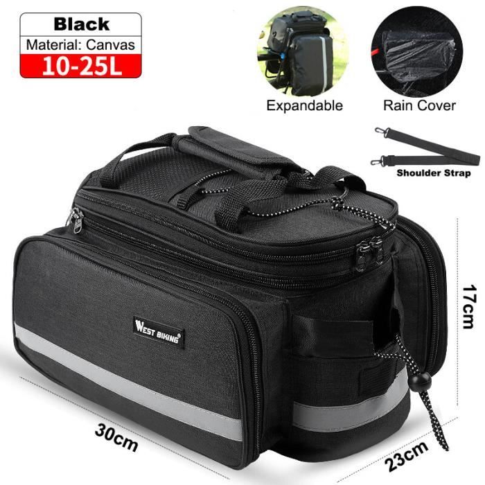 HOMIEE Sacoche Vélo 25L 3 En 1 - Sac Porte-Bagages Étanché Avec Compartiment Ordinateur Pour Randonnées