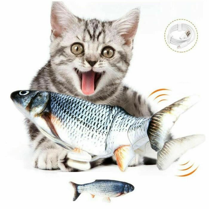 Meilleurs prix pour Boomersun Jouet de cataire de chat de poisson électrique, Poisson en mouvement, Poupée jouet en forme de poisson en peluche de
