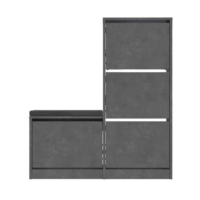 CALICOSY - Meuble à chaussures 4 portes L105 cm - Dude - Gris béton