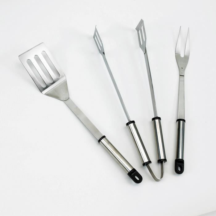 Set barbecue - LANDMANN - 3 pièces inox - pince, fourchette et spatule