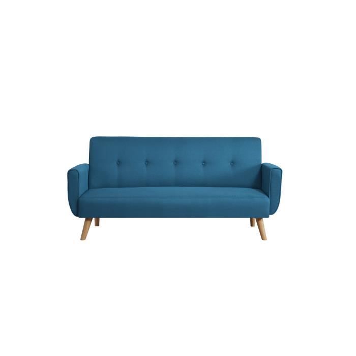 Canapé droit 3 places Bleu Pas cher Moderne Confort