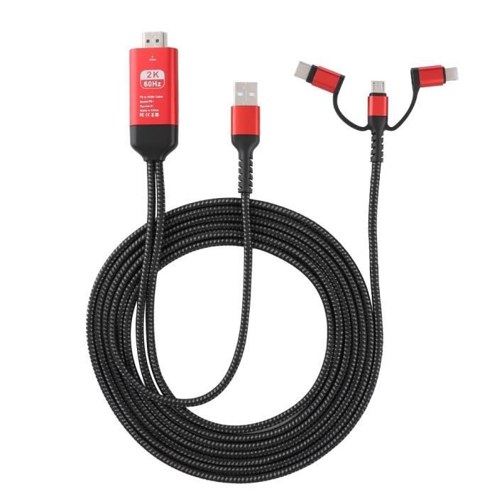 3 en 1 HDMI Câble adaptateur, RéversibleTypeCMicro USB câble vers HDMI CQ003 Cdiscount TV