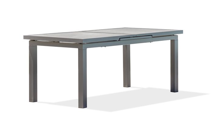Table de jardin VENISE (190/250X95 cm) avec rallonge automatique en aluminium et céramique - GRIS ANTHRACITE