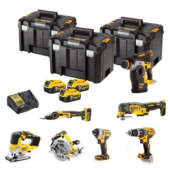 K.C. 　　テオリッタ　７個セット Pack 7 outils 18V (3x5,0 Ah) dans 3 coffrets T-STAK - DEWALT