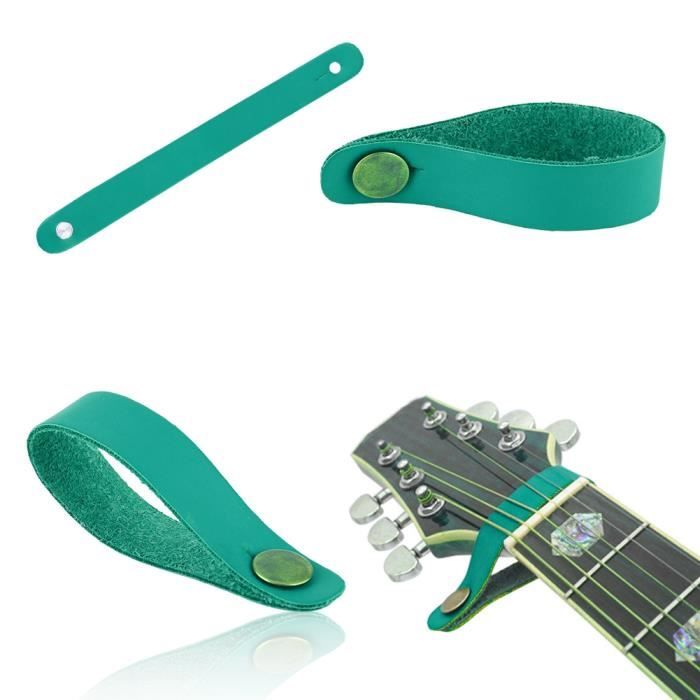 Dilwe Sangle de cou de guitare Guitar Neck Strap Button Headstock Strap Tie  Accessoire de guitares portables (vert)