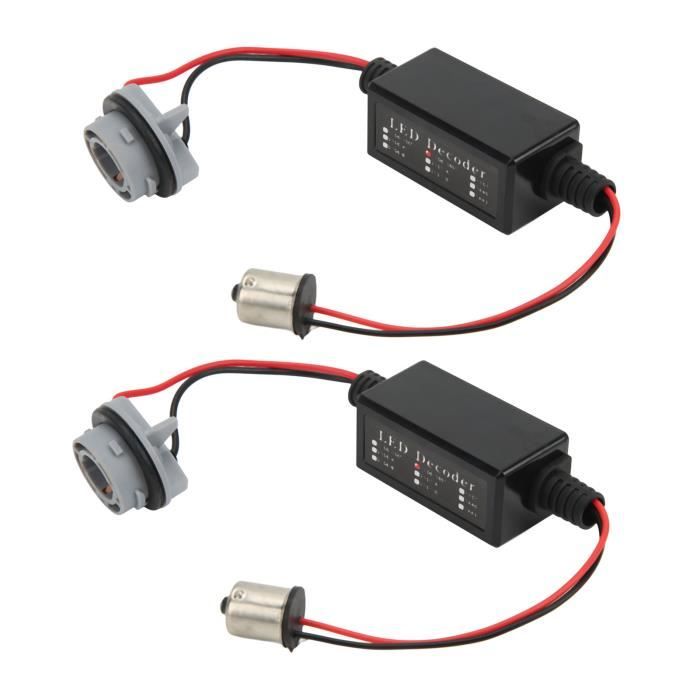 Lot de 2 décodeurs LED anti-scintillement, 5 W 12–24 V, résistance de charge, avertissement de flash, Canbus, annulation sans erreur pour voiture Lot de 2 décodeurs LED anti-scintillement, 5 W 12–24 V, résistance de charge, avertissement de flash, Canbus, annulation sans erreur pour voiture